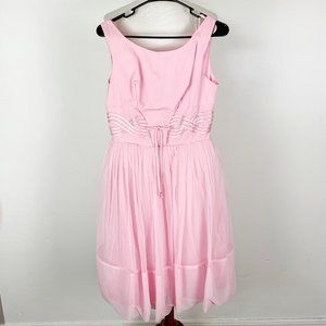 Vintage 60s Baby Pink Prom Dress Bow Satin
